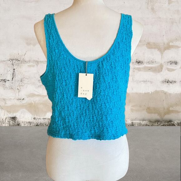 A New Day NWT Womens Panama Blue Pucker Textured Slim Fit Tank Top-Size XL - Picture 5 of 7